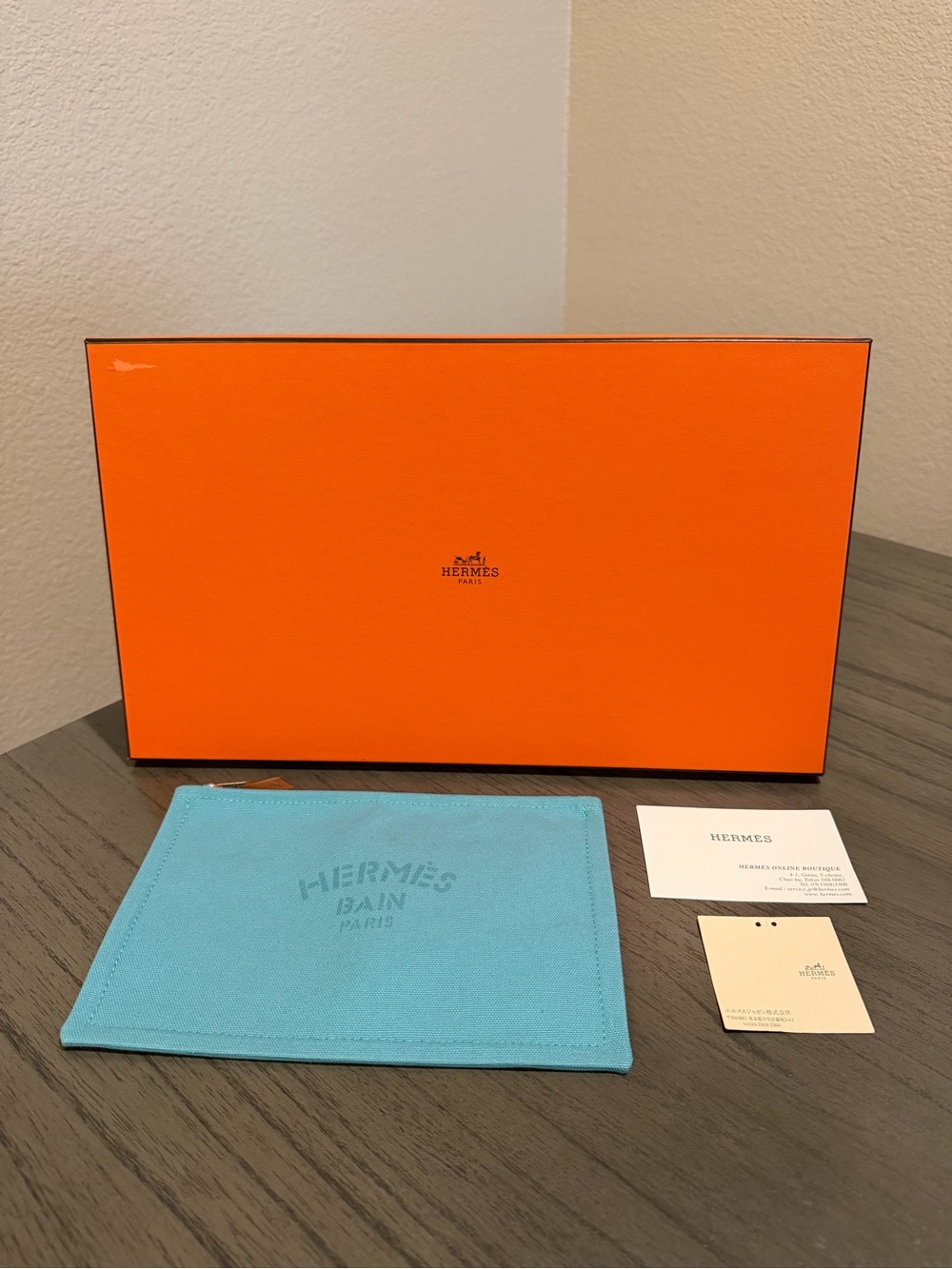 Hermes Bain Paris Light Blue Cotton Cosmetic / Make-up / Toiletry / Pouch Bag